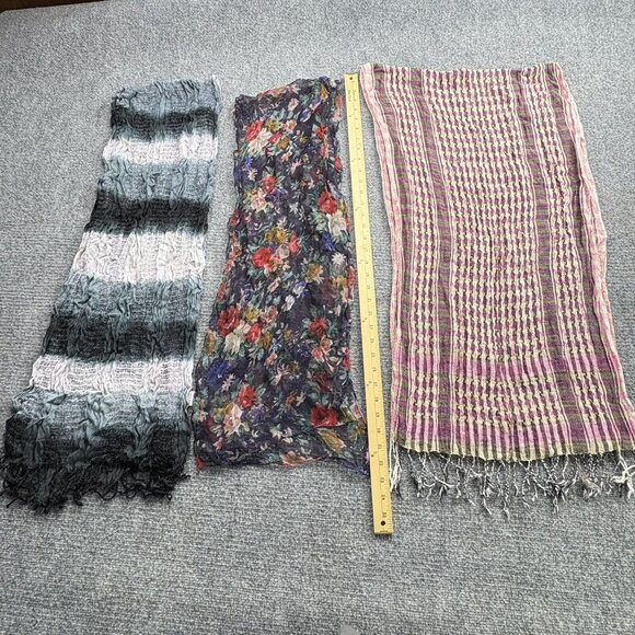 Vintage Scarf Lot Of 5 Mixed Patterns Textures Long Rectangle Boho witchy preppy - Picture 2 of 9